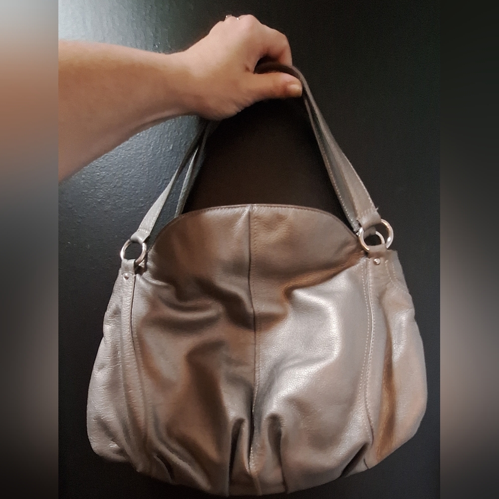 Derek Alexander Leather Metallic Shoulder Bag